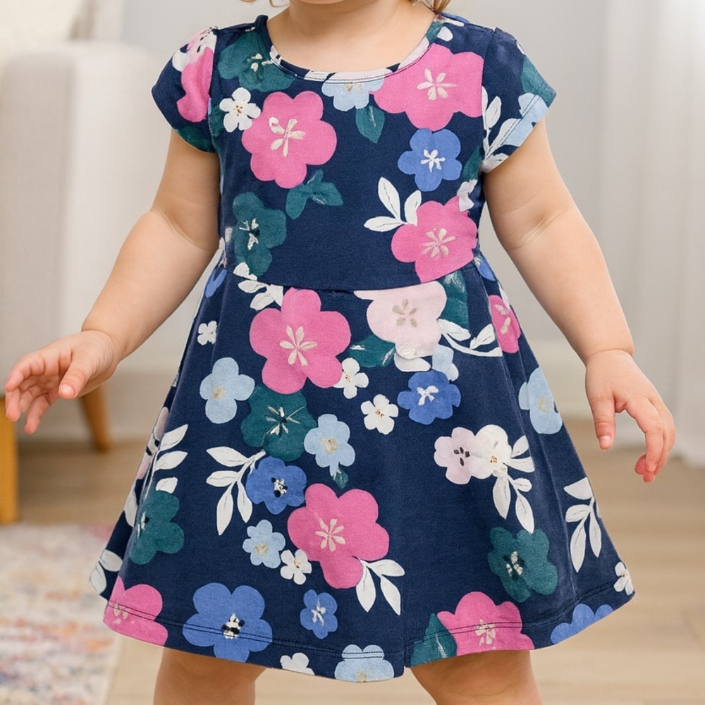 Gymboree Kids Toddler Girls Floral Sparkle Dress With Pockets